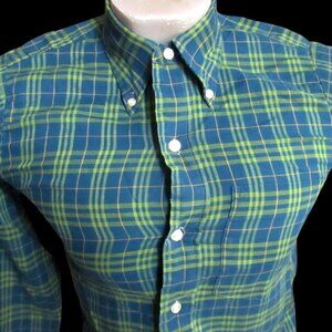 Vintage Men's Shirt XS Arrow Cum Laude Plaid Oxford 1970's Preppy Tailored Fit